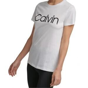 NWT Calvin Klein Performance Women's White Black Short Sleeve T-Shirt Size XL